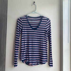 Striped V-Neck Long Sleeve Shirt